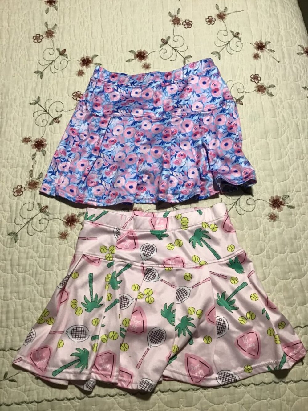 Two Colorful Pleated Azarhia Girl's Skorts/Tennis Skirts-Size 10 (8-10); Nice